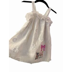 Girls White Eyelet Easter Dress Custom Design FOR PEEPS SAKE Exclusive OOAK 💕